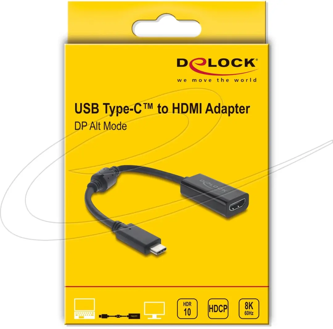 Delock 61085 USB-C naar HDMI Adapter 8K 60Hz - Zwart - afbeelding 2 van 3