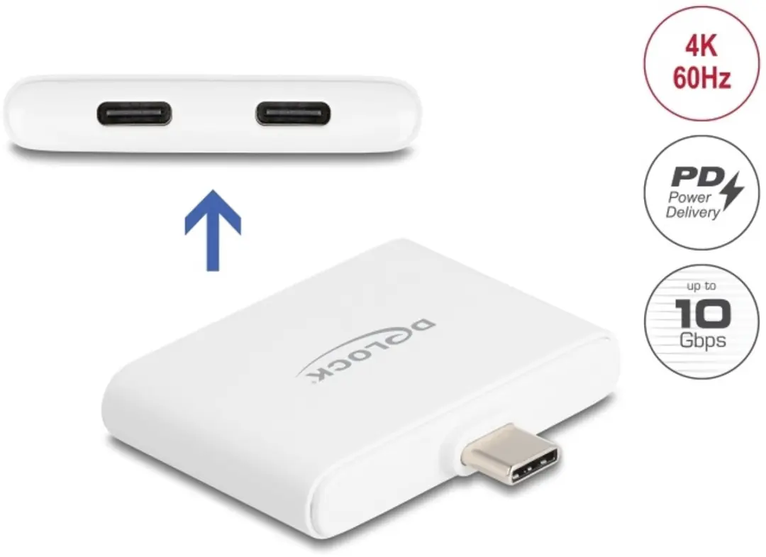 Delock USB-C Adapter Data 10Gbps Video 4K60Hz PD 92W