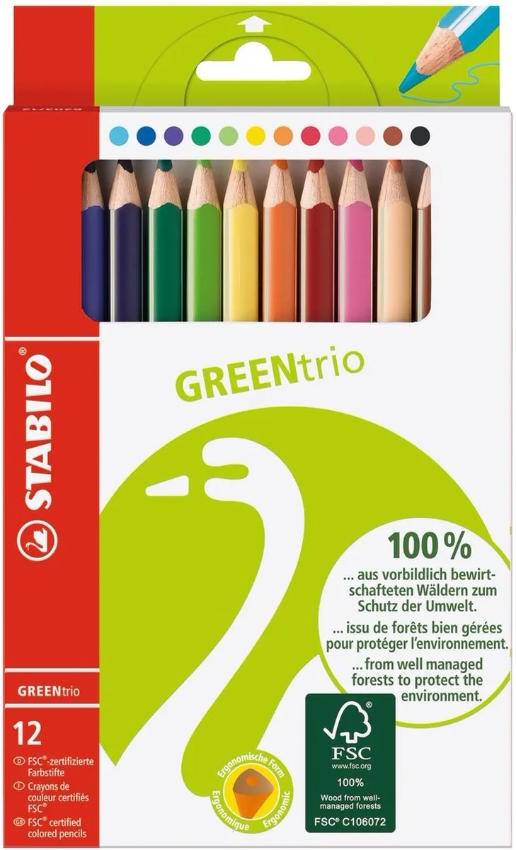 STABILO GREENtrio Driekantige Kleurpotloden 12 Stuks