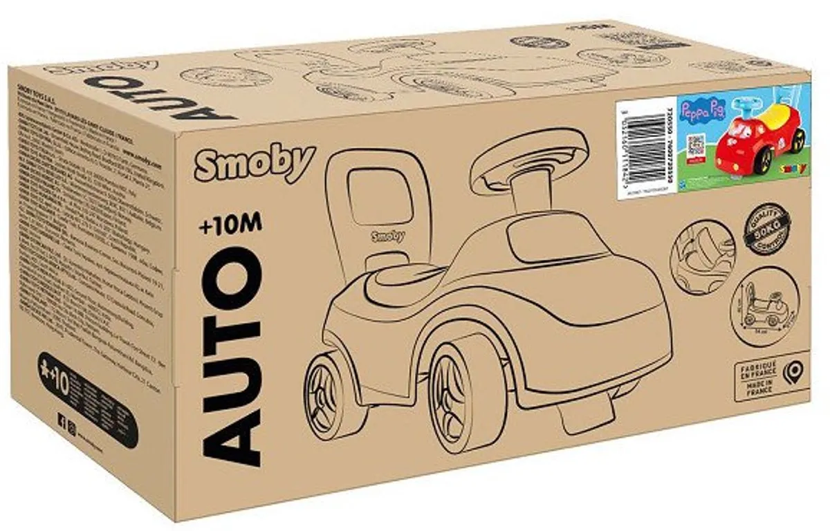 Smoby Peppa Pig 2-in-1 Kinderautodrager - Rood - afbeelding 4 van 6