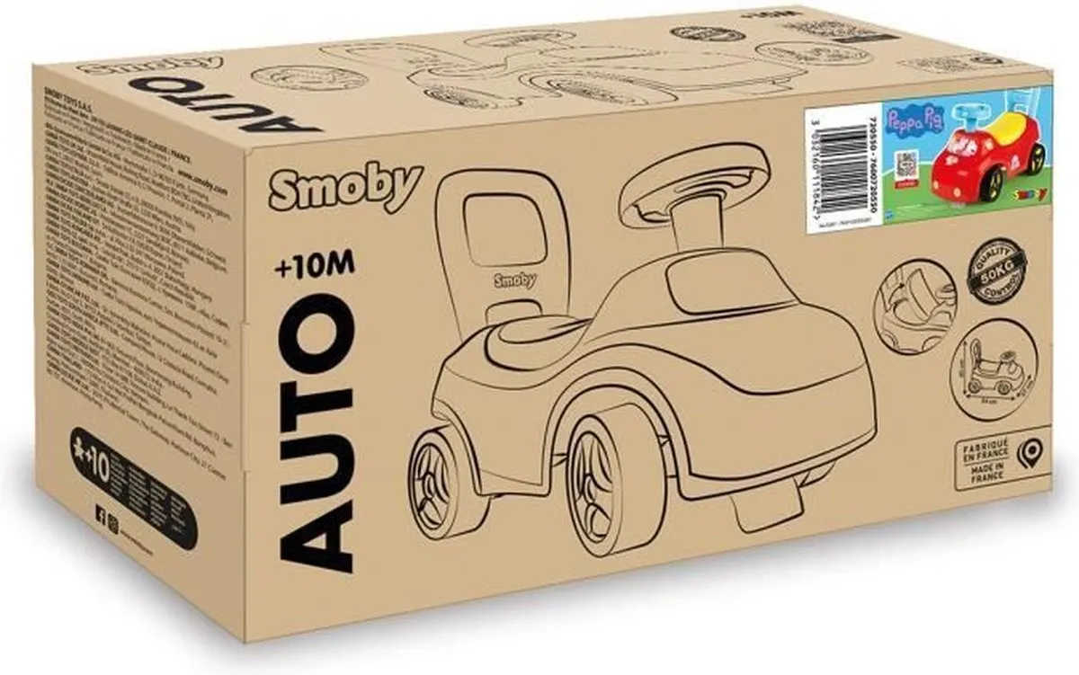 Smoby Peppa Pig 2-in-1 Kinderautodrager - Rood - afbeelding 2 van 6