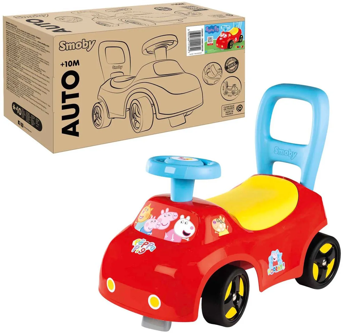 Smoby Peppa Pig 2-in-1 Kinderautodrager - Rood - afbeelding 6 van 6