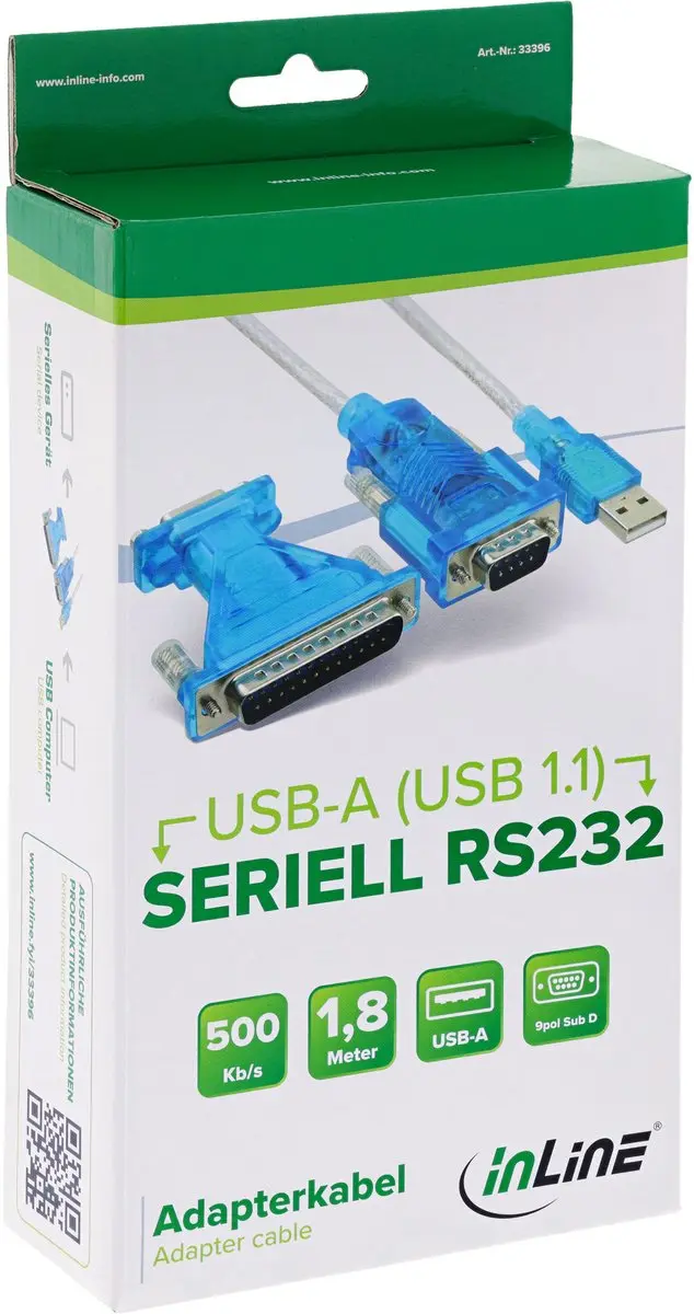 InLine USB-naar-serieel-adapterkabel 33396 - Blauw/Wit