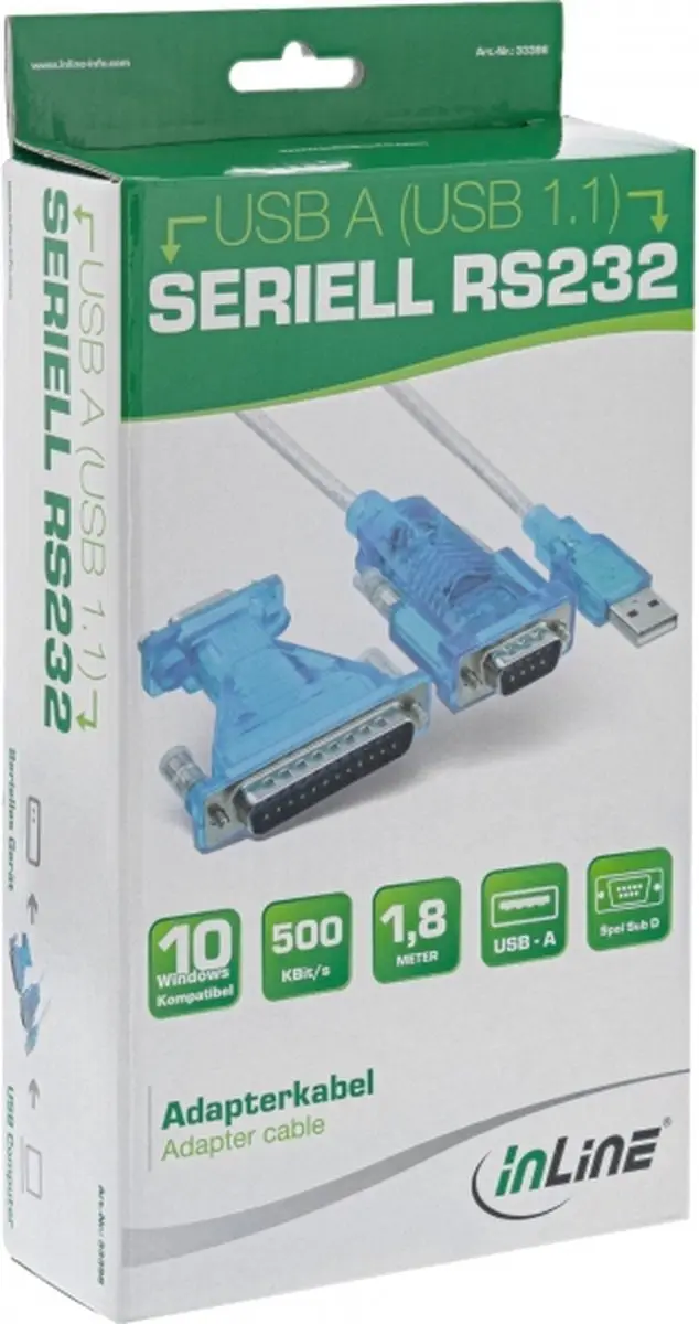 InLine USB-naar-serieel-adapterkabel 33396 - Blauw/Wit