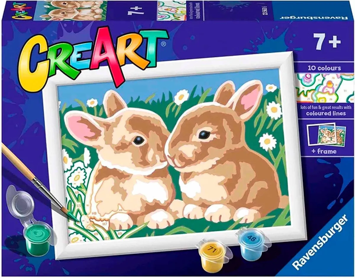 Ravensburger CreArt Fluffy Bunnies Schilderen op nummer - Multicolor