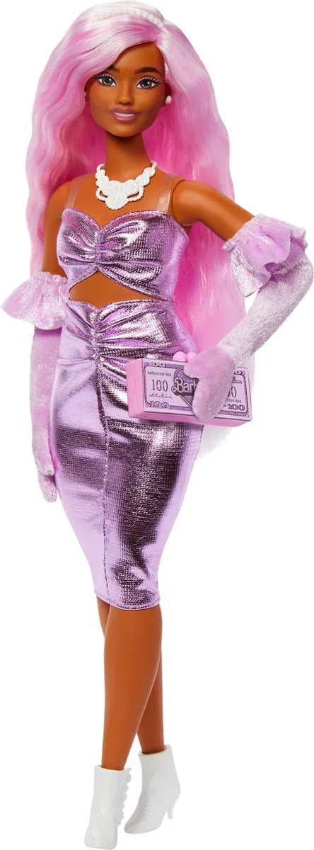Barbie Deluxe Stijl Glanzende midi-jurk met ruches 0194735255979