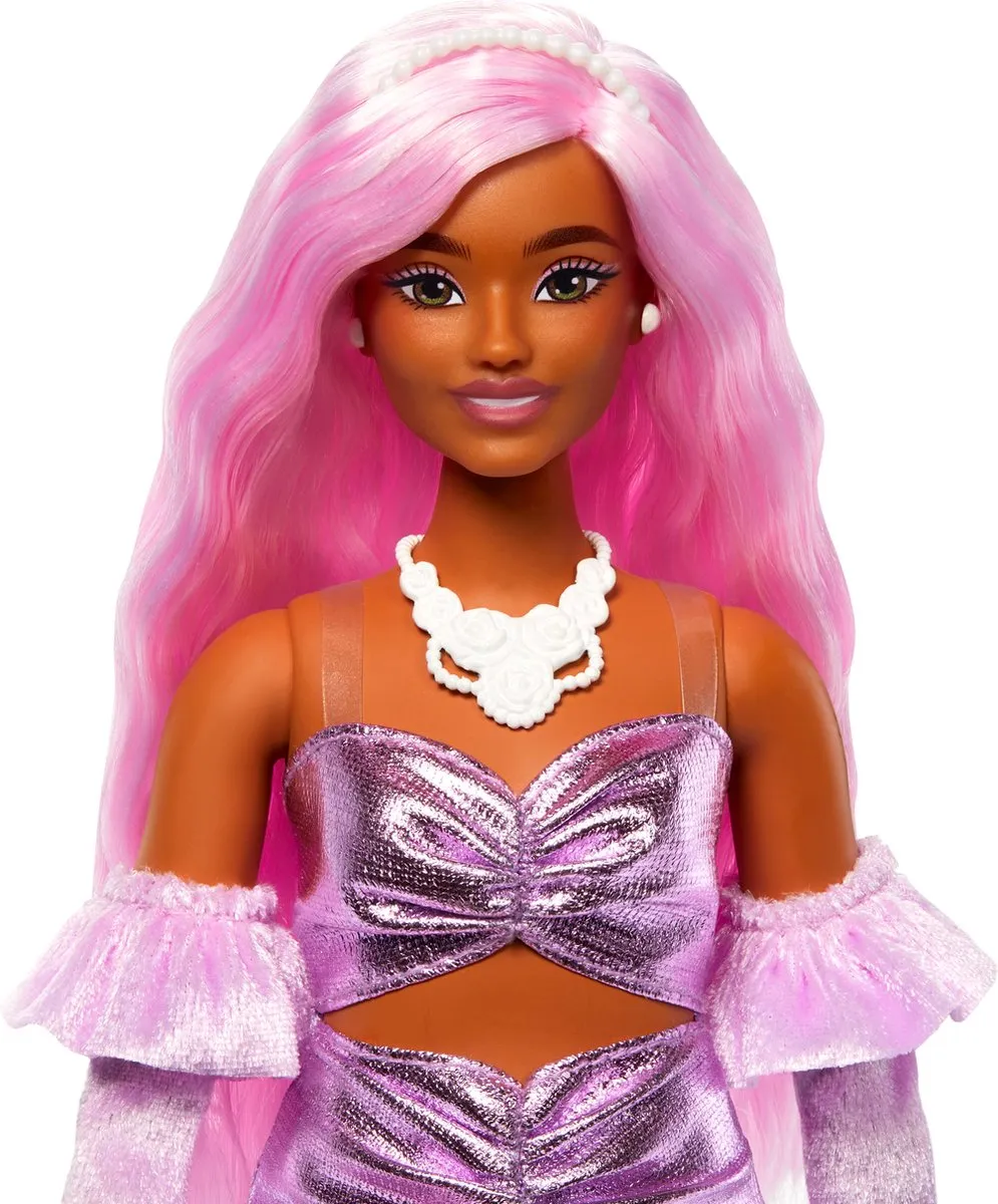 Barbie Deluxe Stijl Glanzende midi-jurk met ruches 0194735255979