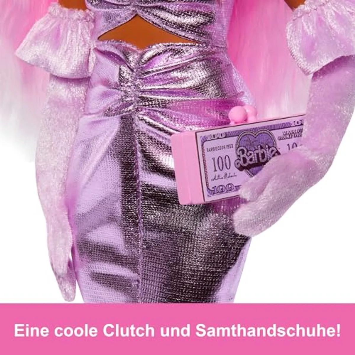 Barbie Deluxe Stijl Glanzende midi-jurk met ruches 0194735255979