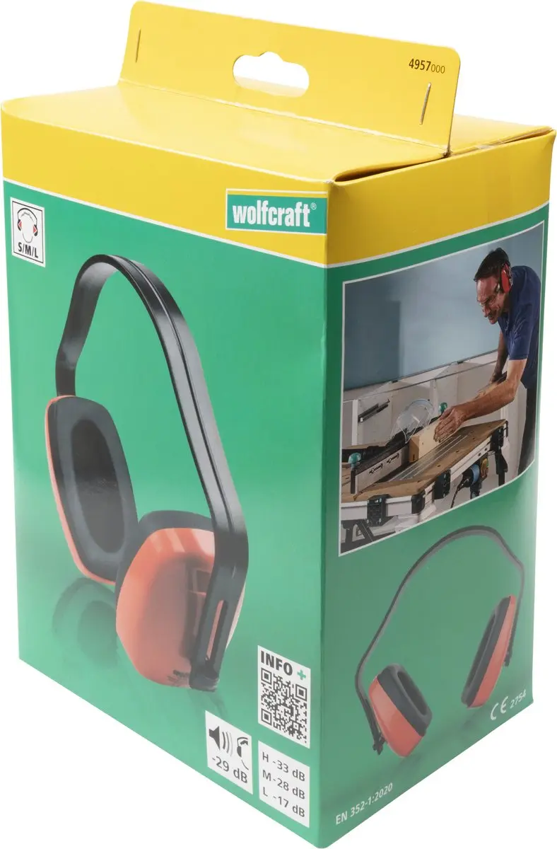 Wolfcraft Gehoorbescherming 29dB Oorkappen 4957000 - Rood