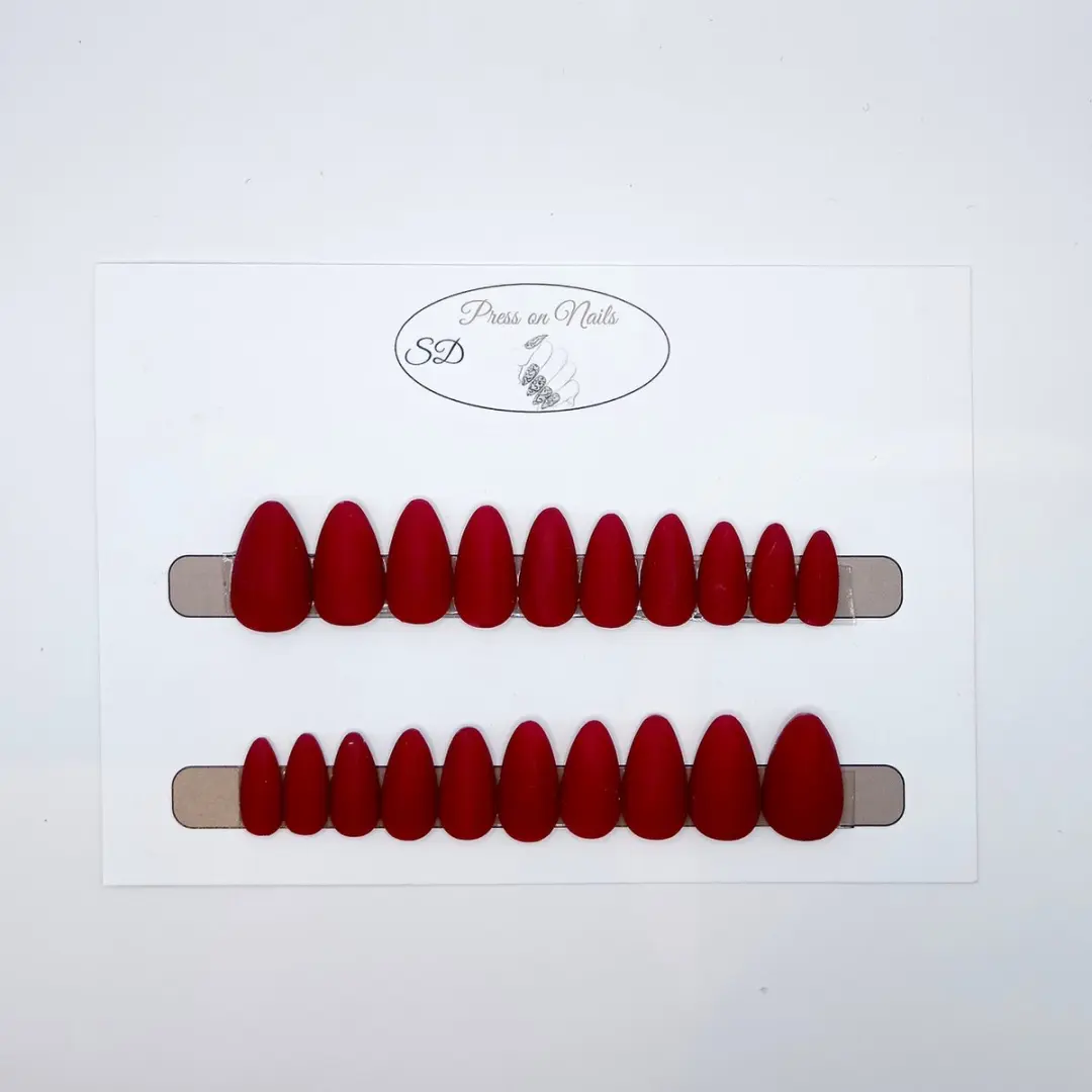 SD Press on Nails B-105 Rood Matte Nagelset - 20 Stuks