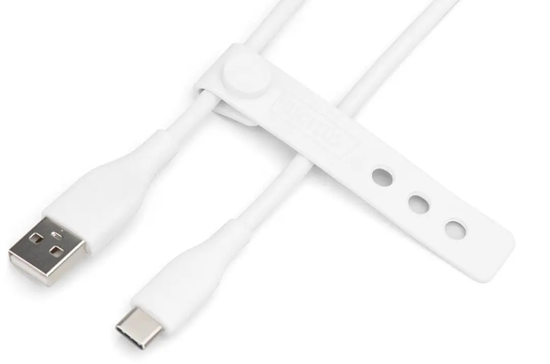 Digitus Siliconen USB A naar USB C Voedingskabel 60W 2m - Transparant