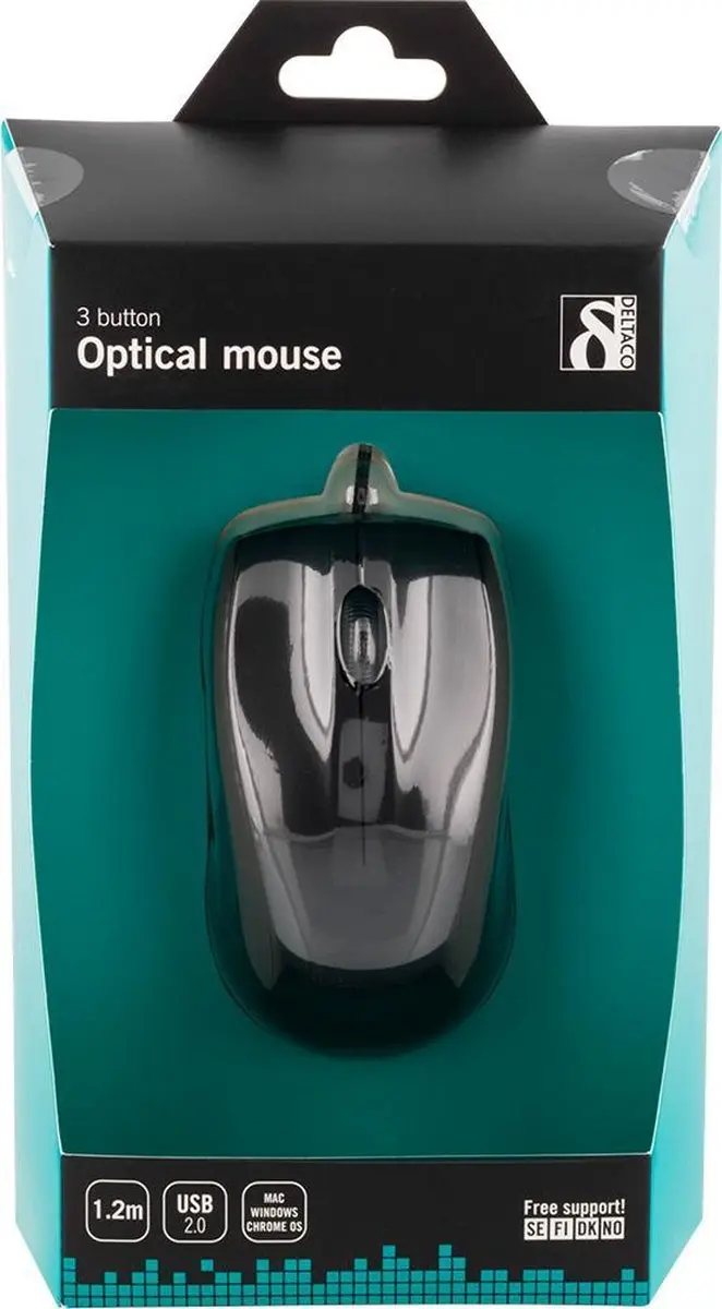 Deltaco MS-711 Optische Gaming Muis - Bedraad - 1200 DPI - Zwart - afbeelding 3 van 5