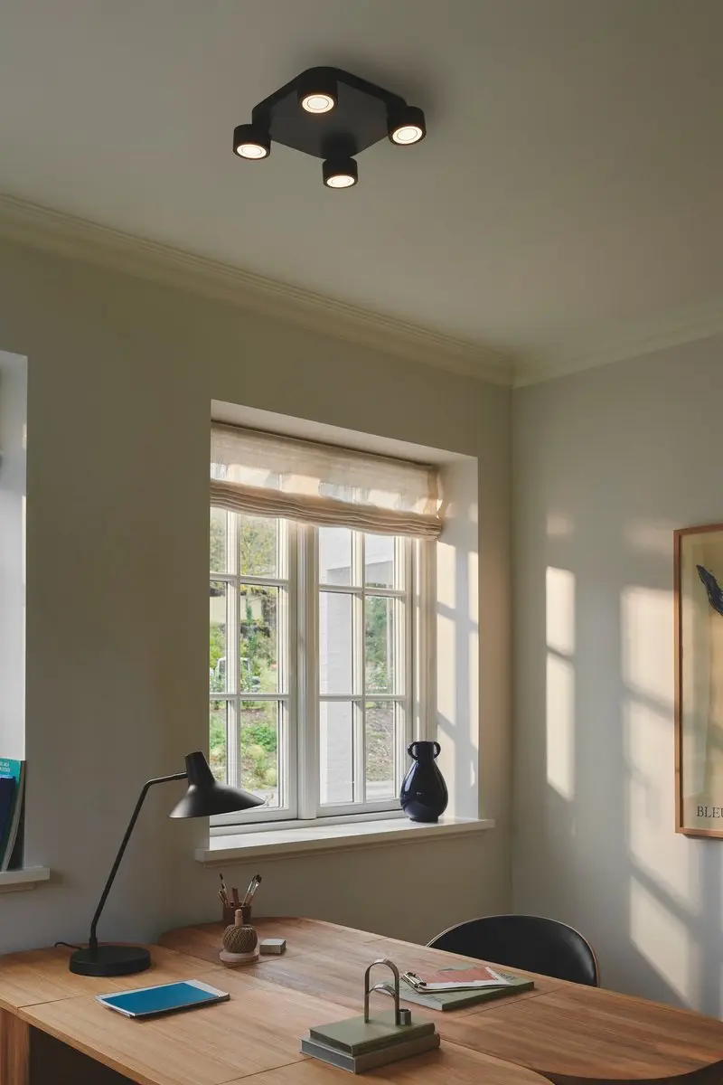Nordlux Clyde 4 Spot Plafondlamp - Zwart - afbeelding 6 van 6