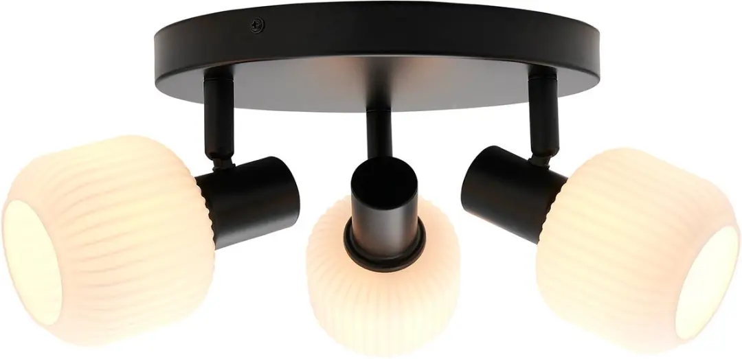Nordlux Milford Mini-Plafondlamp 3x E14 - Ø15cm - Zwart - afbeelding 6 van 6