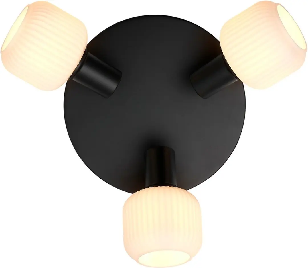 Nordlux Milford Mini-Plafondlamp 3x E14 - Ø15cm - Zwart - afbeelding 2 van 6