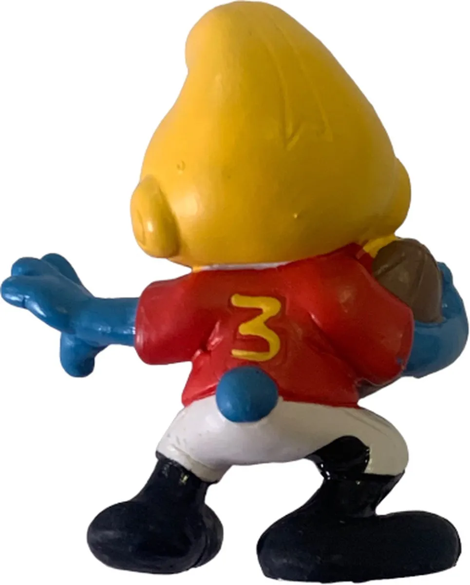 Schleich Smurf American Football Figuurtje 20132 - 6cm - Rood/Geel/Blauw