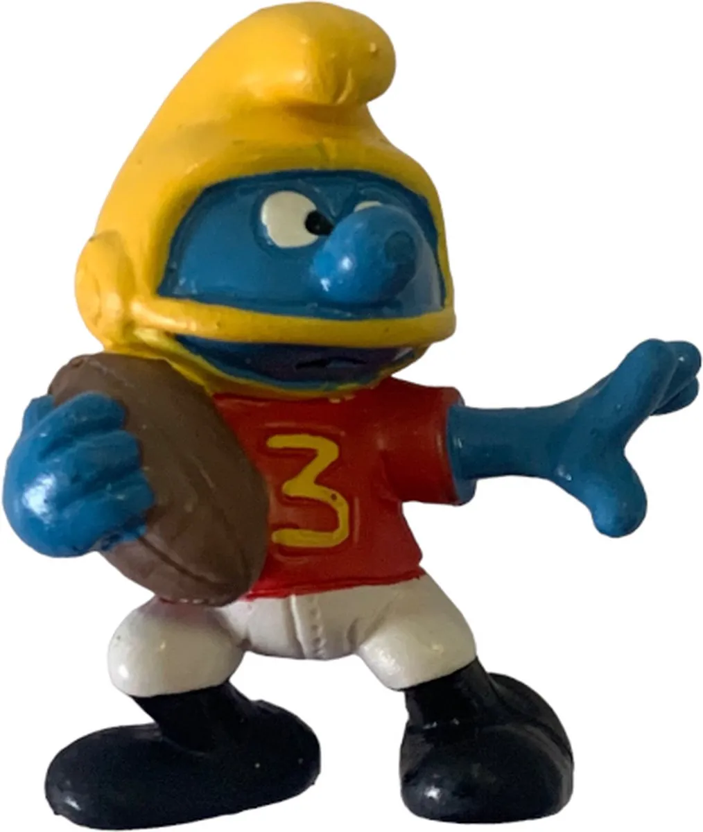 Schleich Smurf American Football Figuurtje 20132 - 6cm - Rood/Geel/Blauw