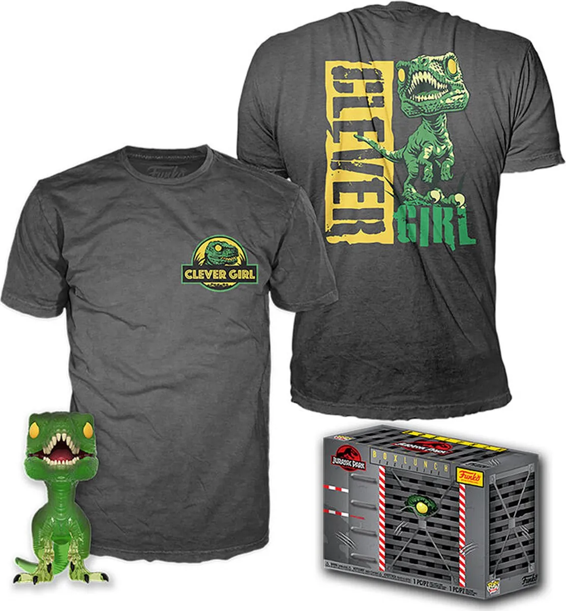 Funko Jurassic Park POP! & Tee Box Clever Raptor - Maat L