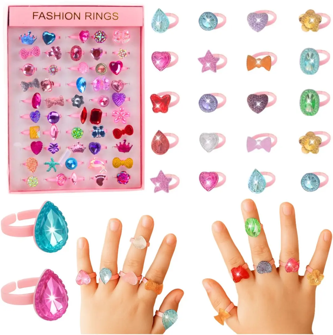 LEAN TOYS Beautyset Kinderringen Gekleurde Diamanten