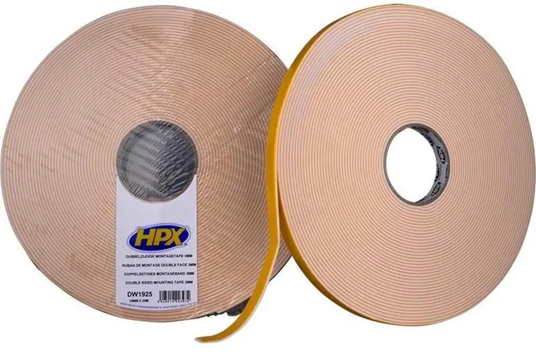 HPX Dubbelzijdige Bevestigingstape 19mm x 25m - Wit