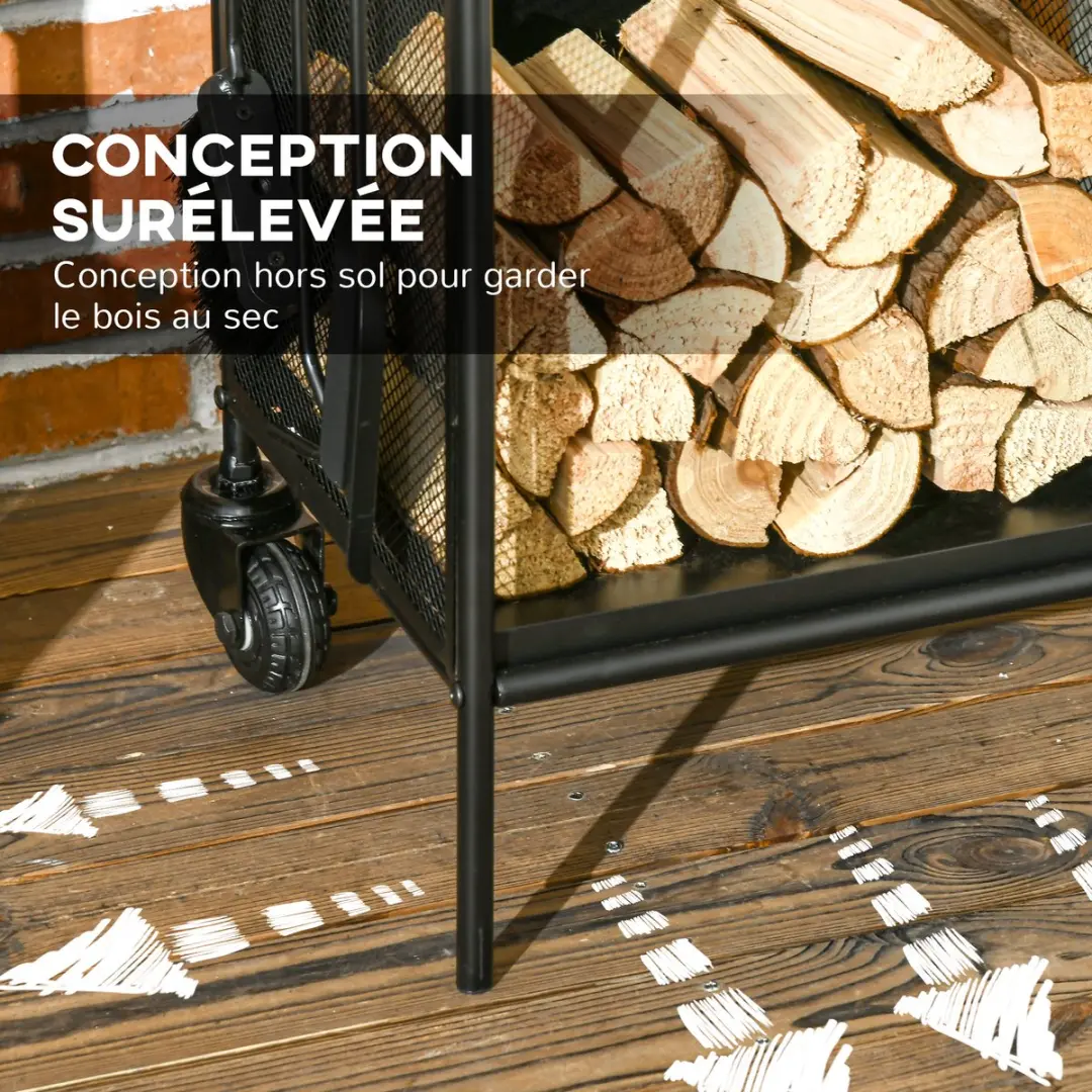 Outsunny Haardhoutrek Metaal 37,5x37,5x80cm - Zwart - afbeelding 6 van 6