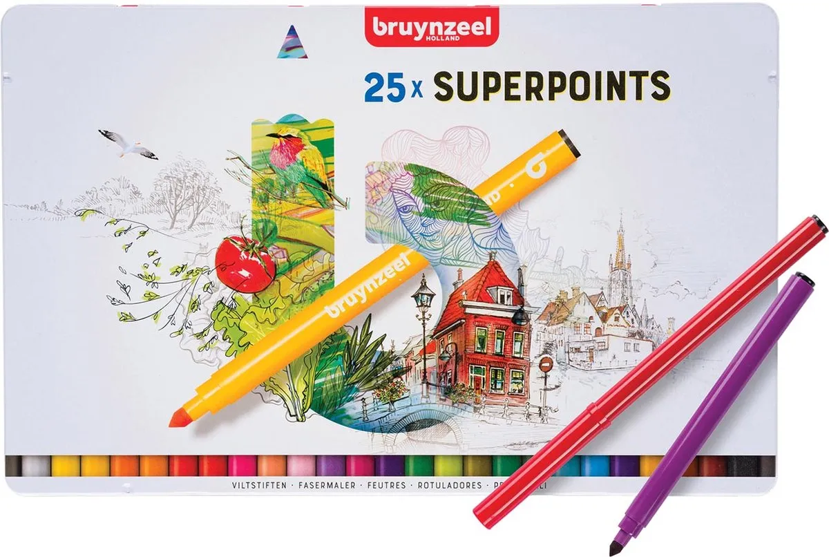 BRUYNZEEL Super Point Viltstiften 25 Stuks - Meerkleurig - afbeelding 6 van 6