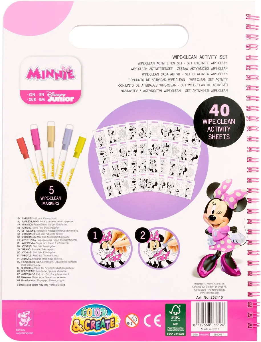 Disney Minnie Mouse Wipe-Clean Activiteiten Set - 40 Velletjes