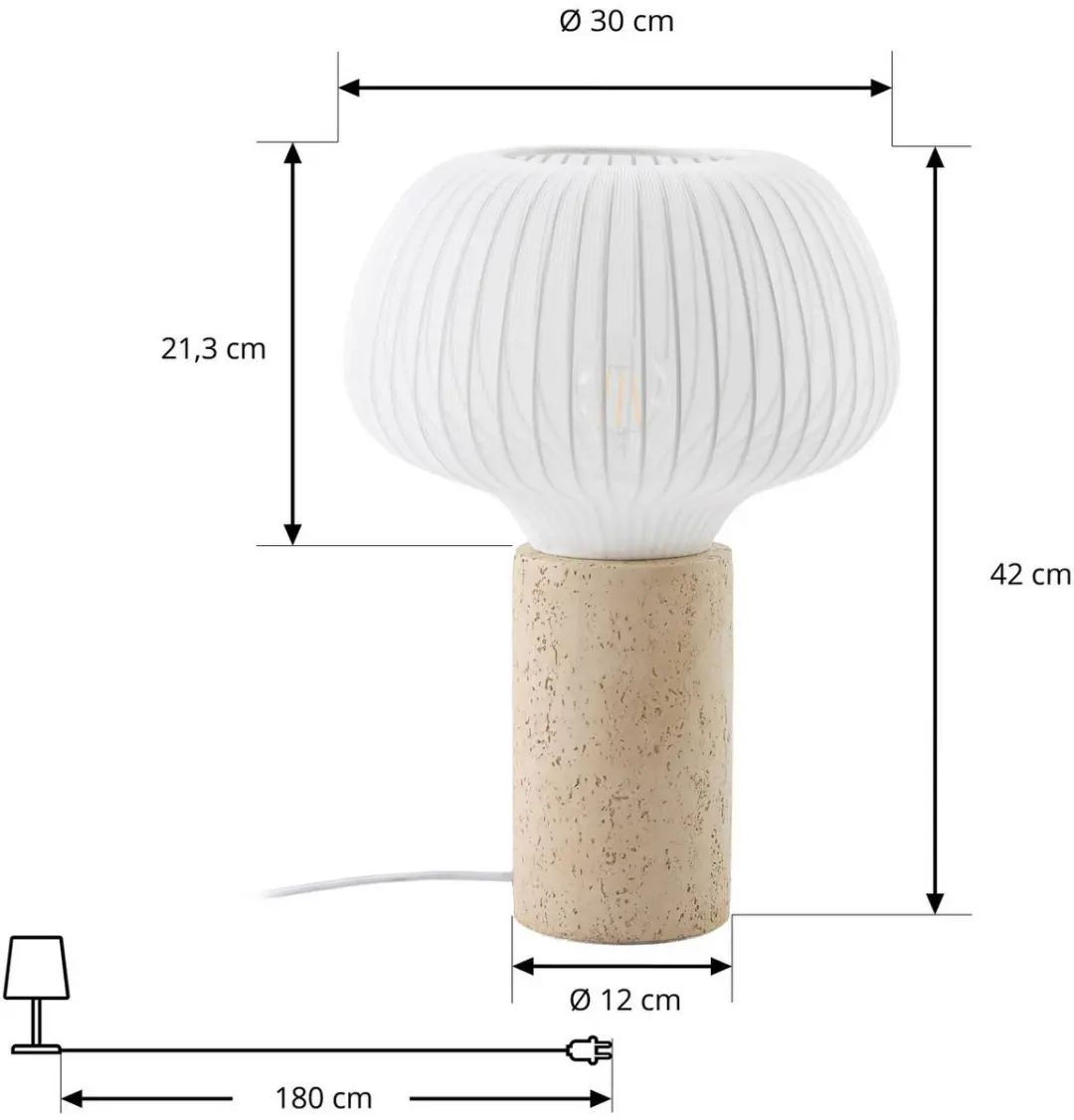 Lucande Tafellamp Textiel/Beton 1 Licht E27