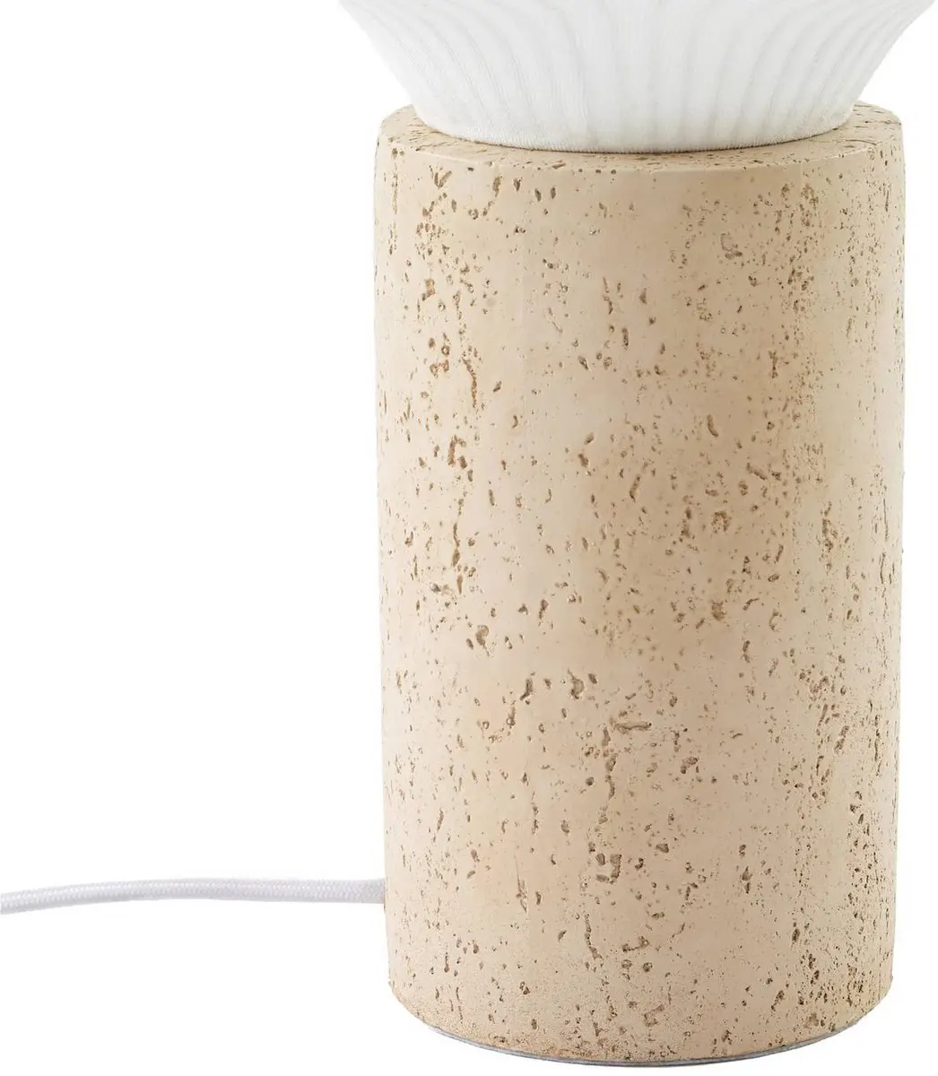 Lucande Tafellamp Textiel/Beton 1 Licht E27 - 42cm - Wit/Beige