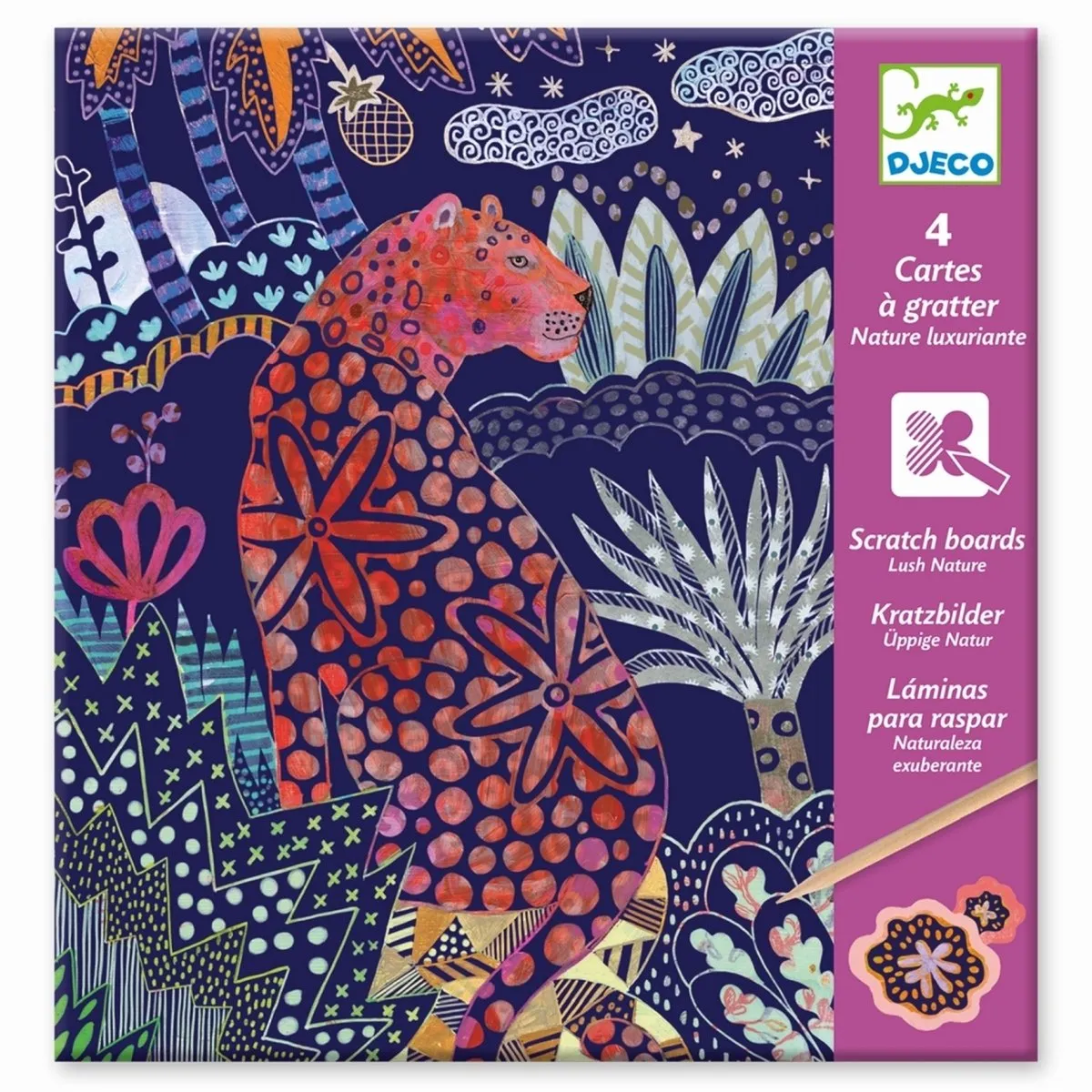 Djeco Natuur Kraskaarten - 4 Stuks Multicolor