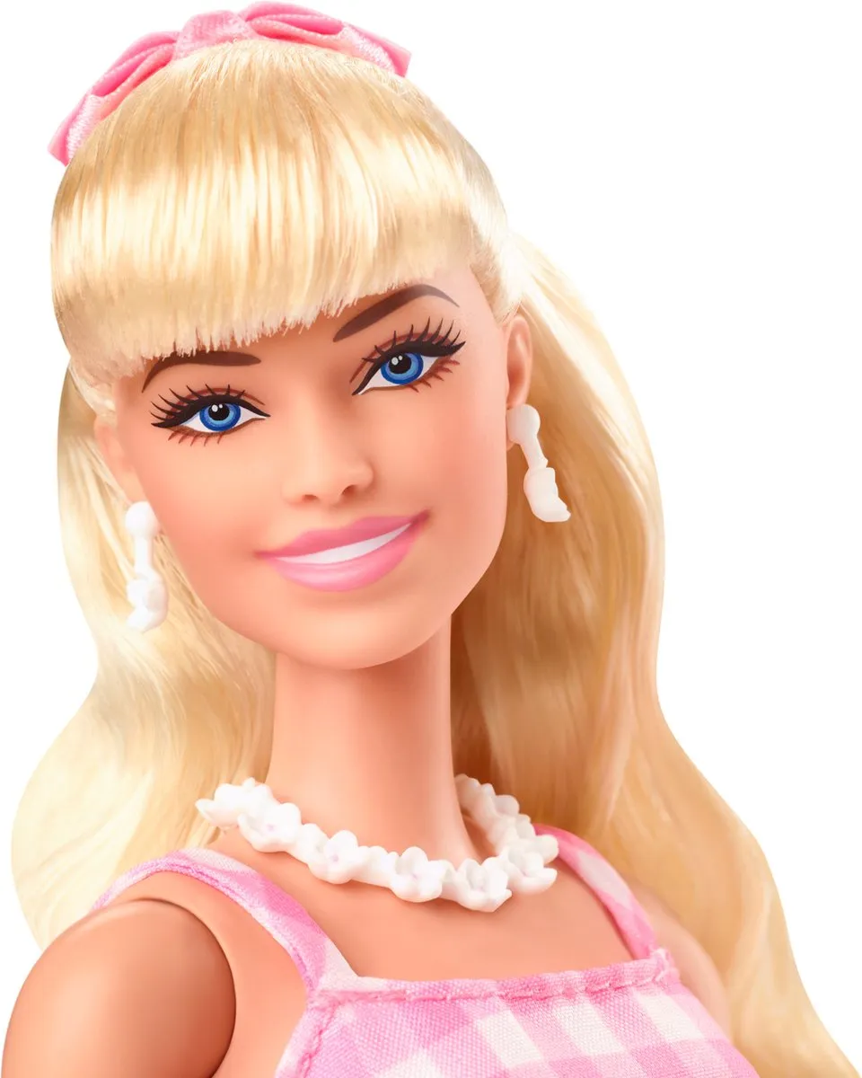 Barbie The Movie Pop Margot Robbie - Roze-wit geruite jurk 33cm MATTHPJ96