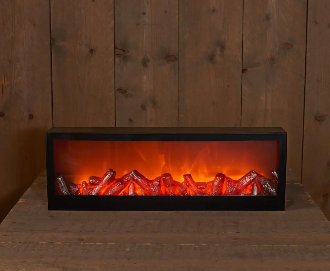 Anna's Collection LED Sfeerhaard Lantaarn 4W - 60x20x10cm Zwart - afbeelding 2 van 5