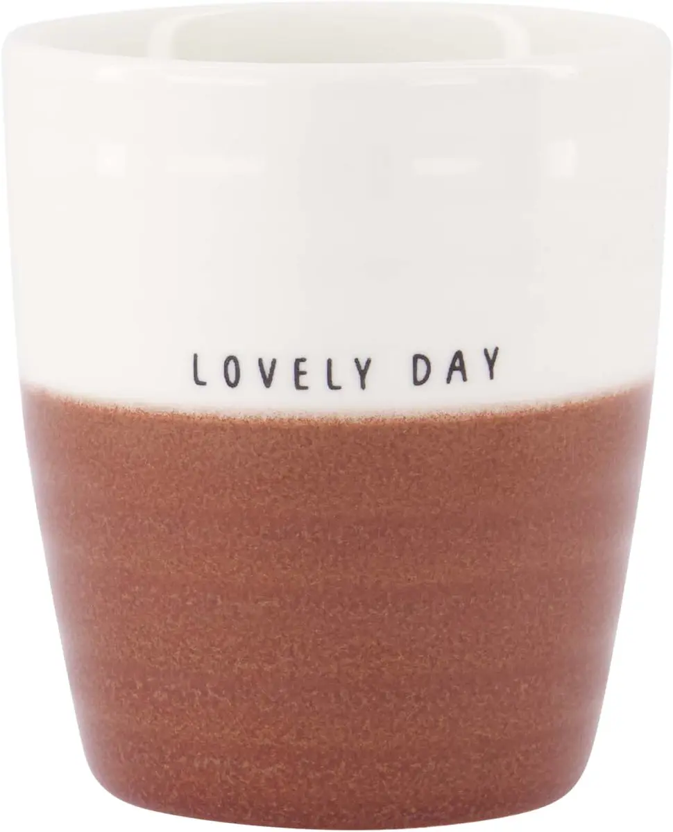 Zusss Cadeauset Koffiemokken Lovely Day & Enjoy - 2 Stuks 210ml Keramiek - Wit/Rood