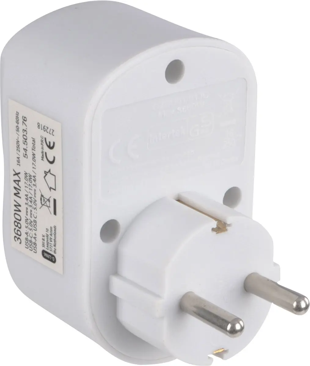 Scanpart Doorvoerstekker RA USB-A USB-C Wit