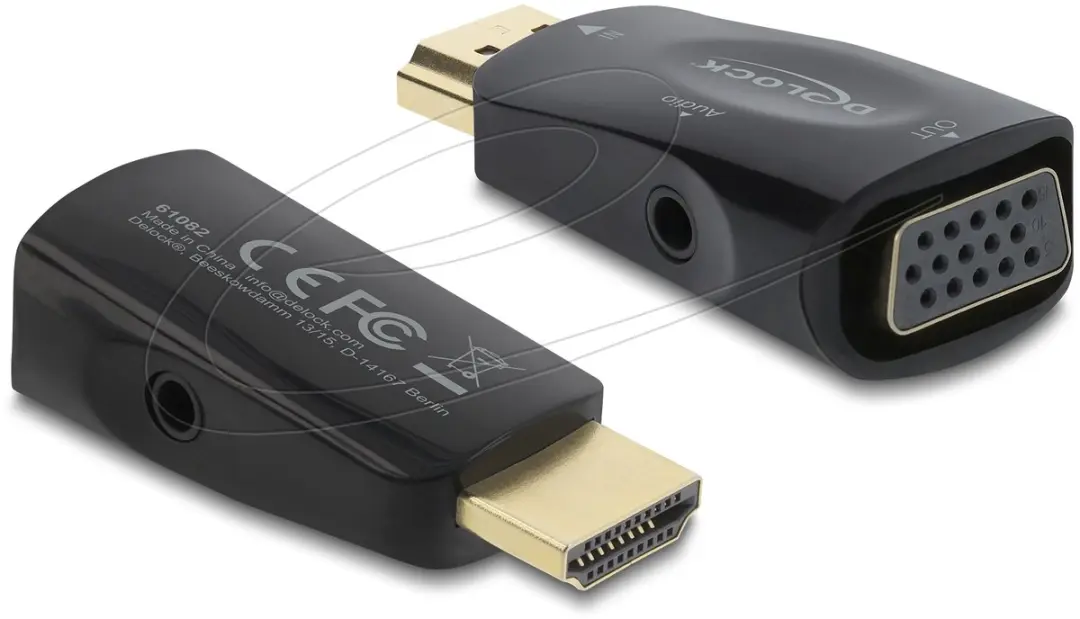 Delock 61082 HDMI naar VGA Adapter - Zwart - afbeelding 2 van 3