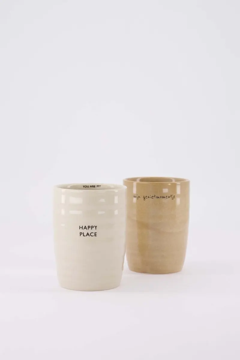 Zusss Set Van 2 Koffiemokken Happy Place & Mijn Genietmomentje