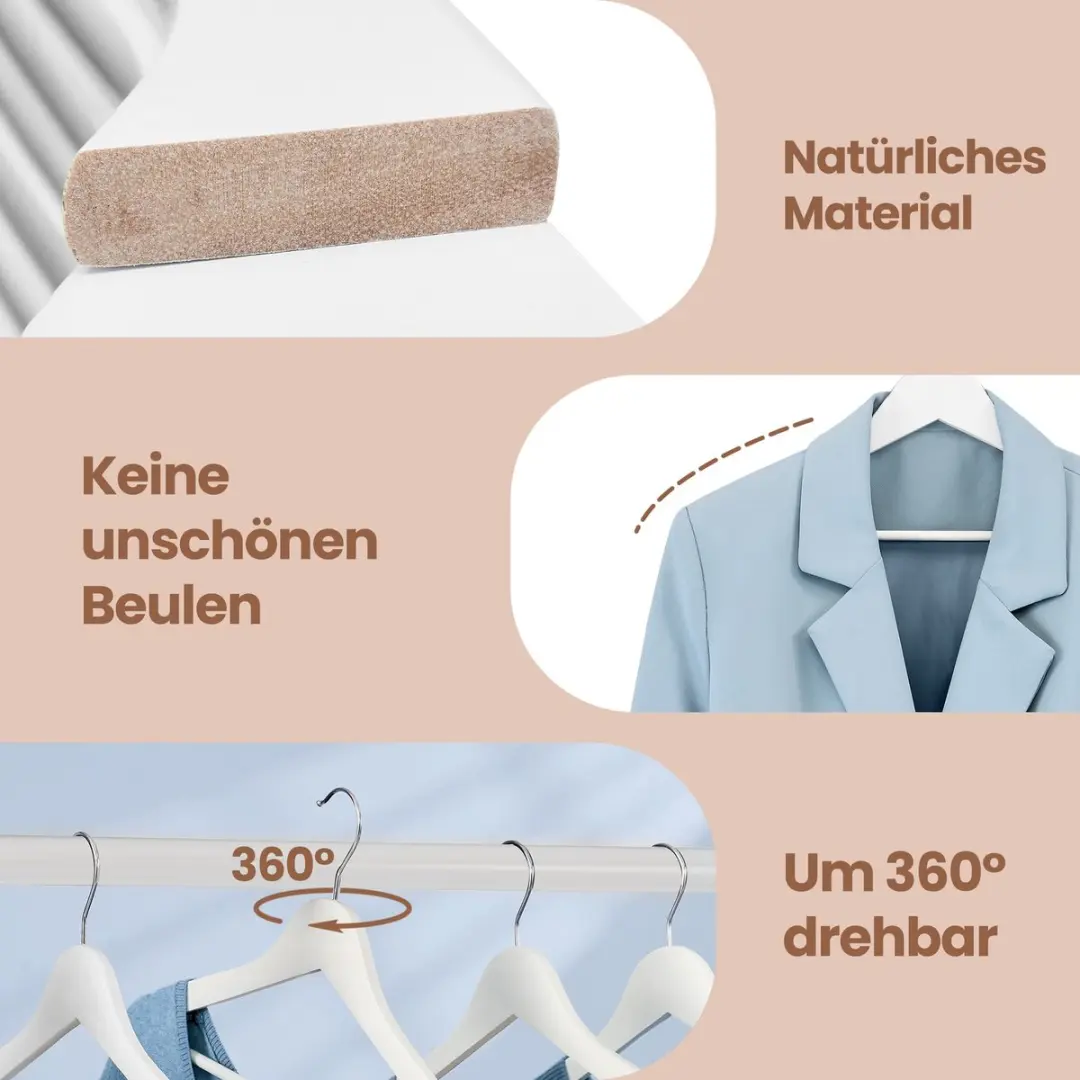 Songmics Broekhangers Set 30 Stuks - Hout - Wit - afbeelding 6 van 6