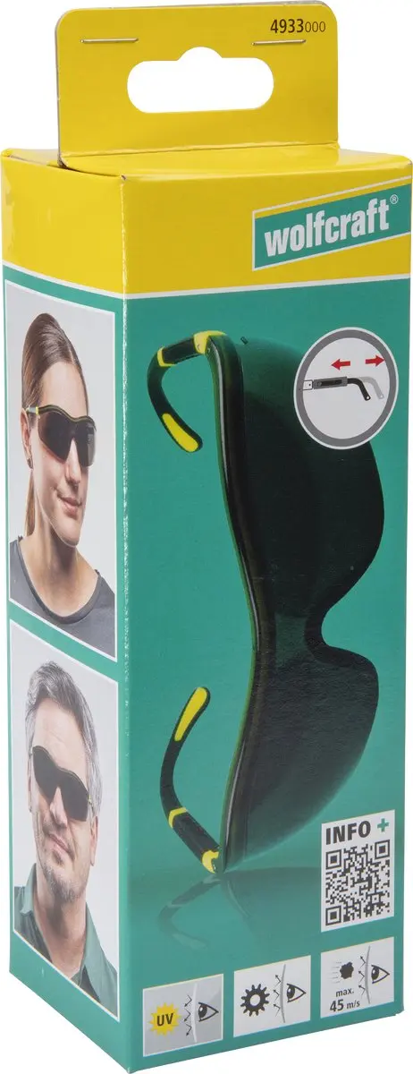 Wolfcraft Veiligheidsbril 4933000 - Getint - Zwart