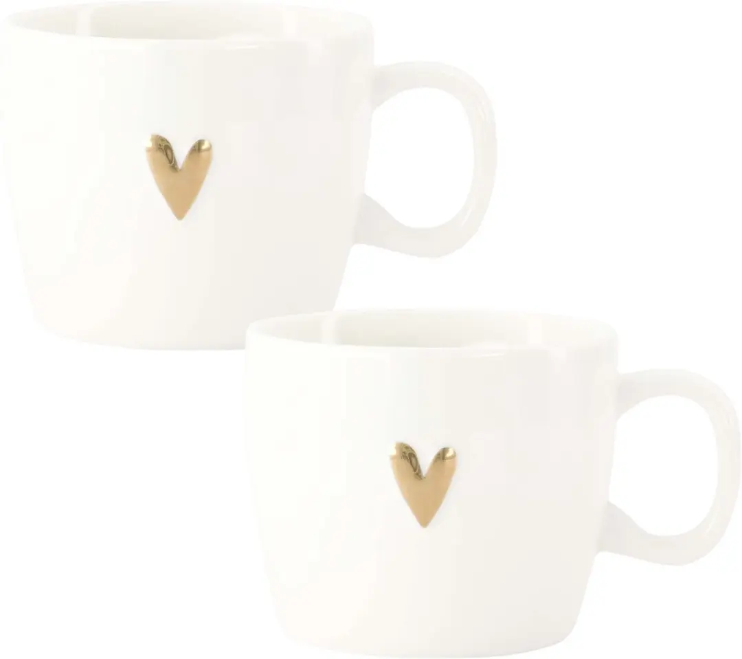 Zusss Set Van 2 Cappuccino Mokken - 350ml - Wit/Goud