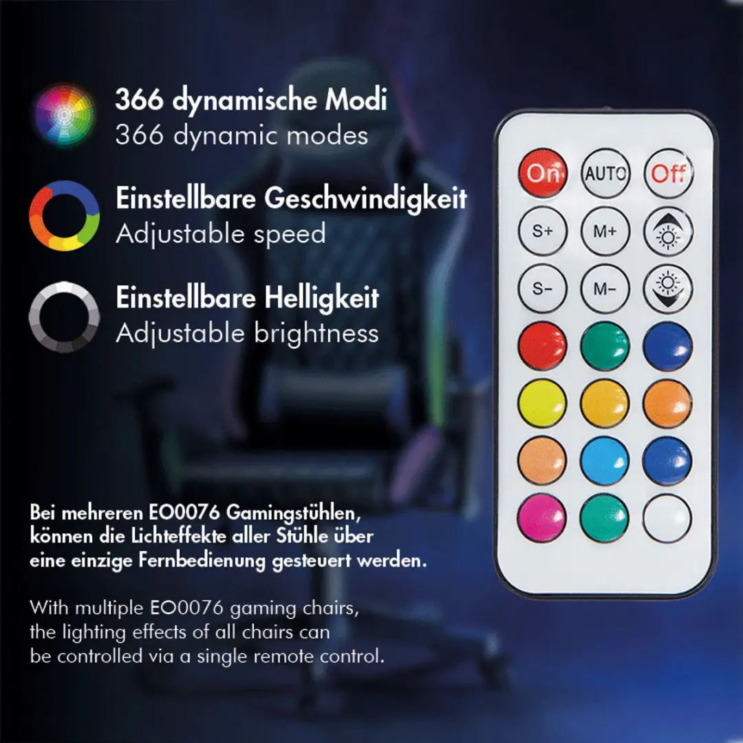 Logilink EO0076 Gamingstoel - RGB-verlichting - Zwart