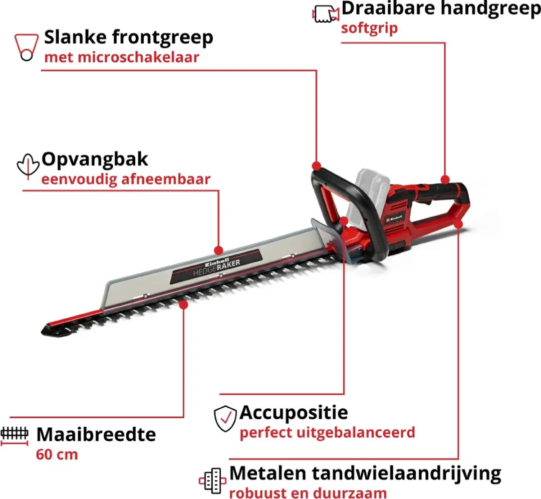 Einhell Accu Heggenschaar GE-CH 18/60 Li Solo - 60cm