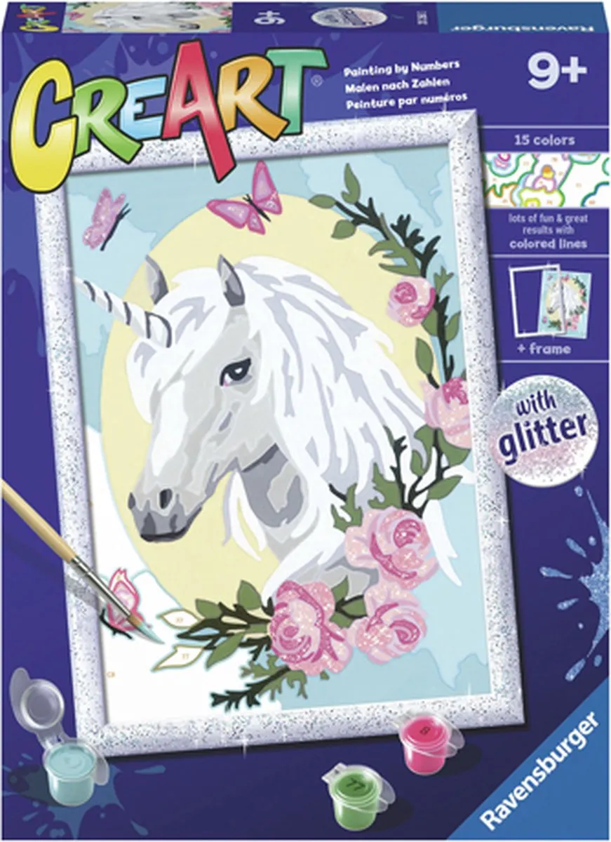 Ravensburger CreArt Unicorn Portrait Schilderen op nummer - 15 Kleuren - Multicolor