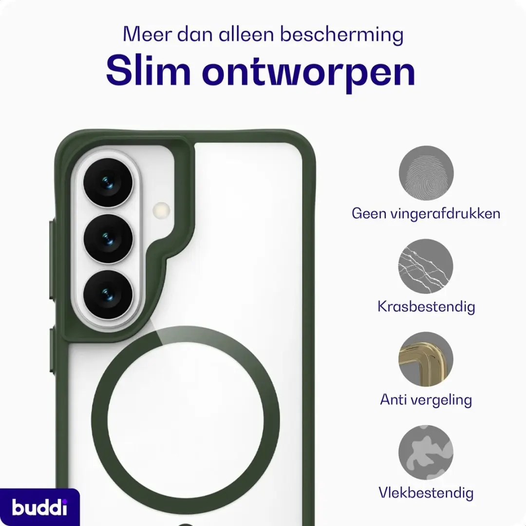 Buddi Hybrid Hoesje Samsung Galaxy S26 FE - MagSafe - Transparant Groen