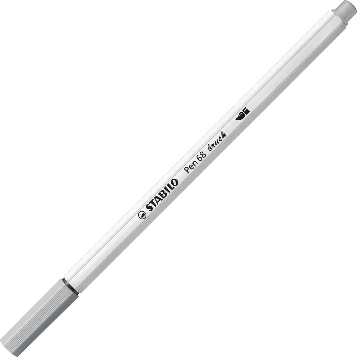 STABILO Pen 68 Brush Viltstift - Middel Koud Grijs