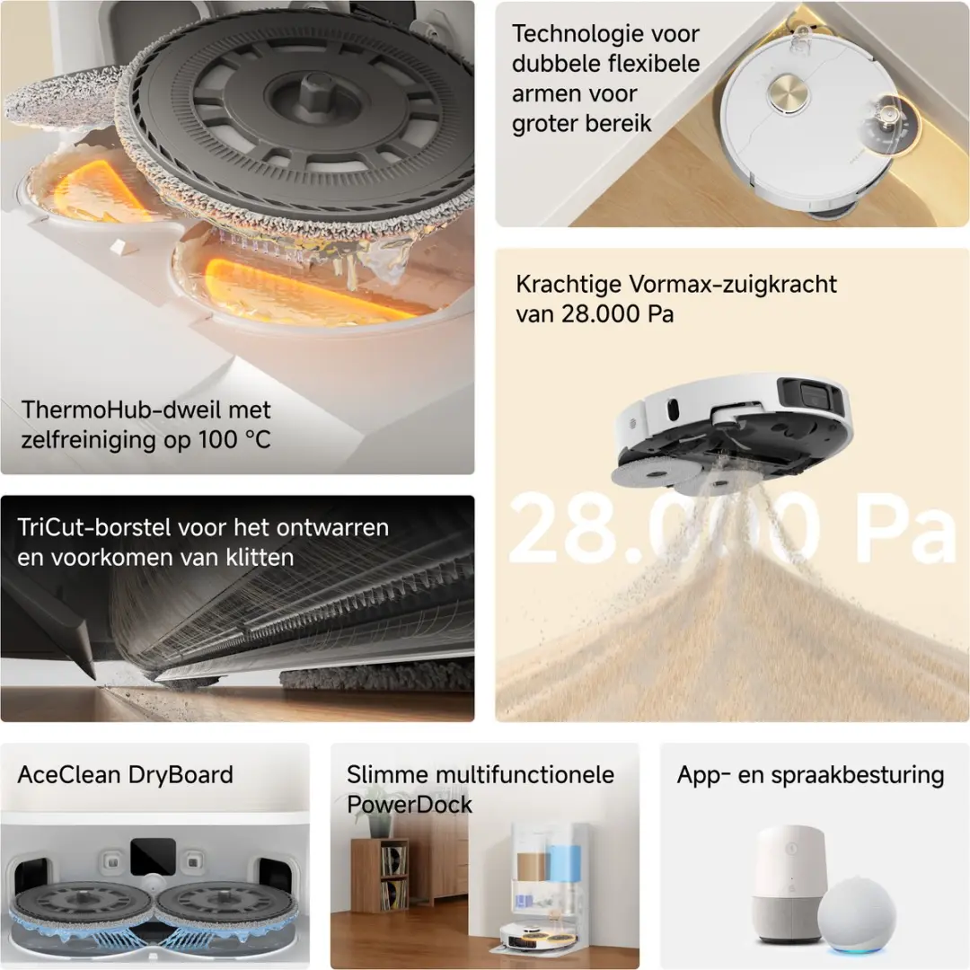 Dreame L50 Ultra AE Robotstofzuiger - 28.000 Pa - Parelwit