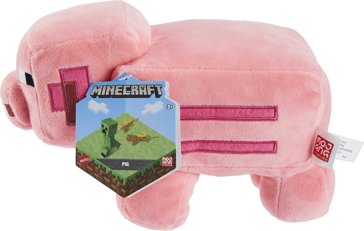 Mattel Minecraft Pluchen Varken - 20 cm Roze