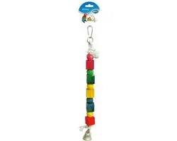 DuvoPlus Vogel Speelgoed Touw met Blokjes & Bel 35cm