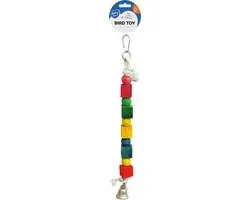 DuvoPlus Vogel Speelgoed Touw met Blokjes & Bel 35cm