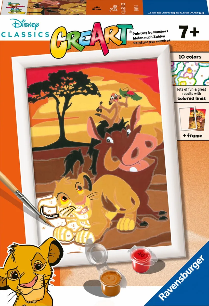 Ravensburger CreArt Disney The Lion King Schilderen op nummer - Multicolor - 15 Kleuren