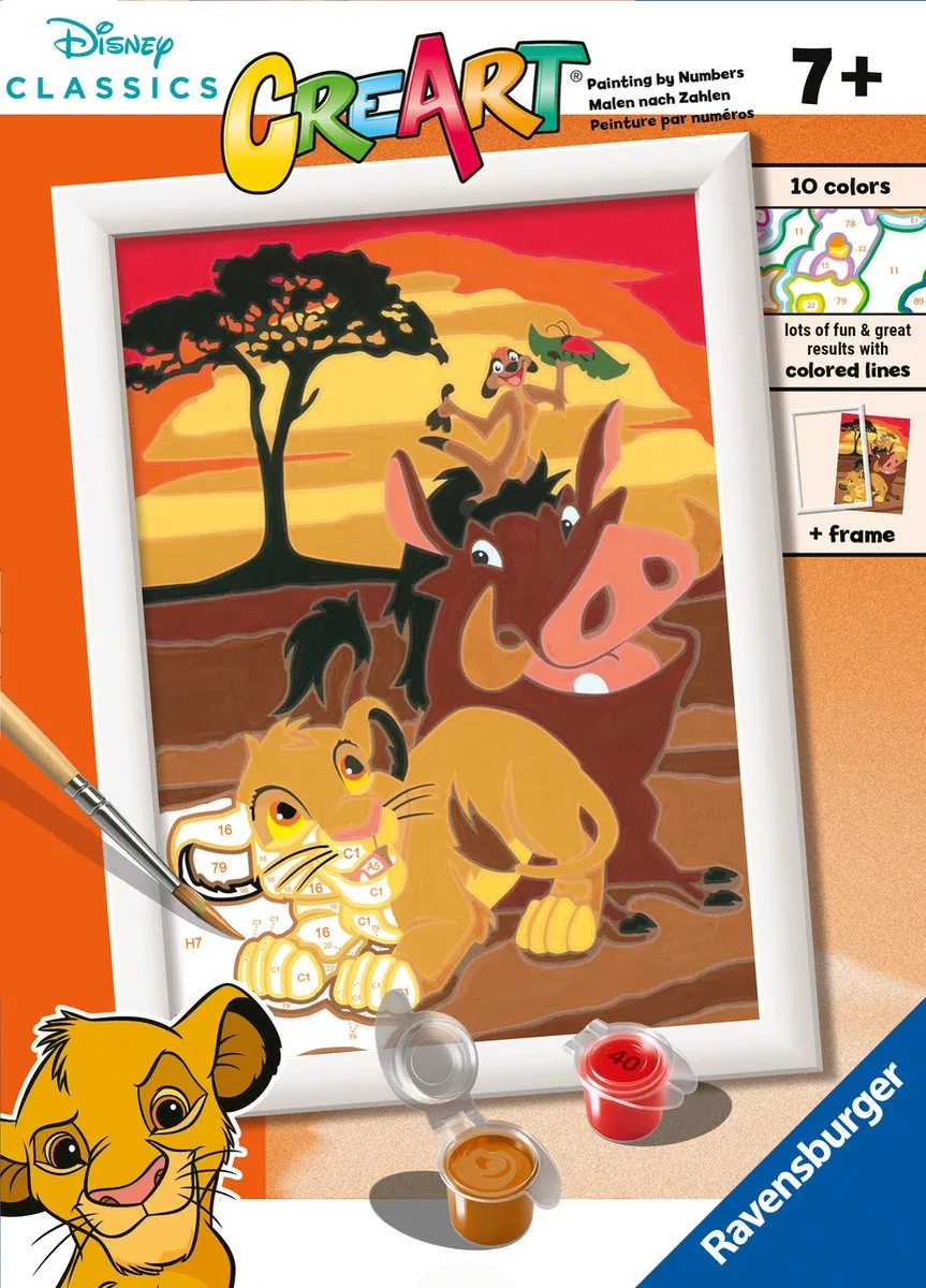 Ravensburger CreArt Disney The Lion King Schilderen op nummer - Multicolor - 15 Kleuren